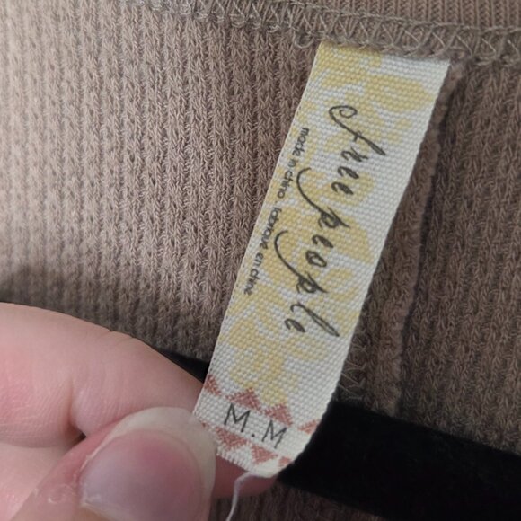 FREE PEOPLE Brown Thermal Raglan Long Sleeve Top - Picture 4 of 6